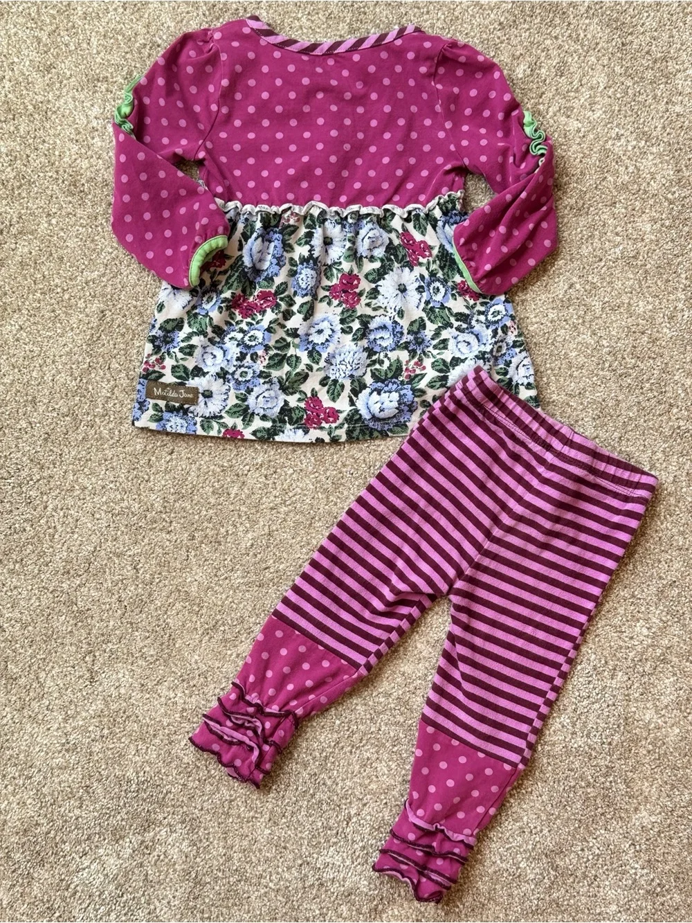 Matilda Jane Baby Girl 12-18M Floral Ruffle Top Fox Leggings Set Boutique